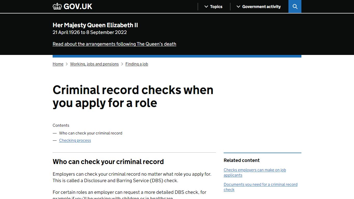 Criminal record checks when you apply for a role - GOV.UK